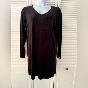 Elegant J Jill Velour Black V-Neck Tunic with Side Slits, NWT, XL Tall